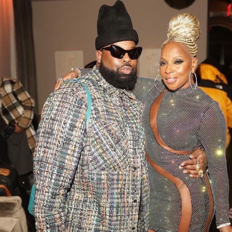 Mary J Blige Celebrates Her Birthday in Custom Matthew Reissman Silver Cut Out Mini Dress and Le Silla Crystal Thigh High Boots