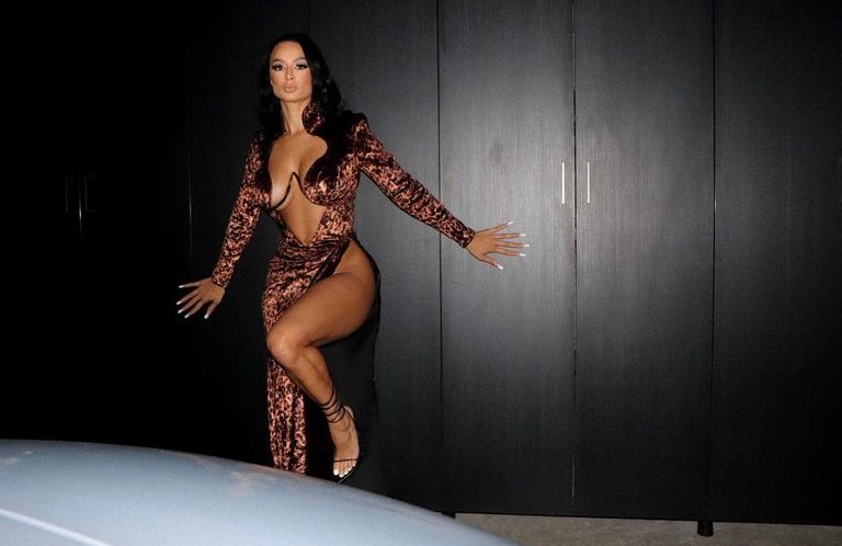 Draya Michele Celebrates Her Birthday Wearing a Lena Berisha Aura 22′ Gown and Laced Black Femme heels