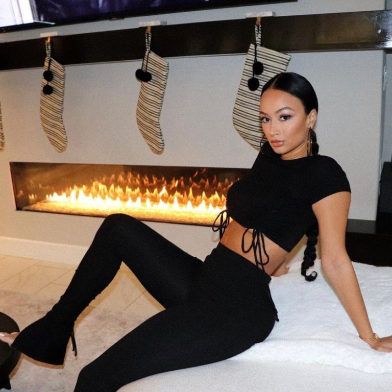 Draya Michele Wears Fashion Nova Black Ruched Pant Set