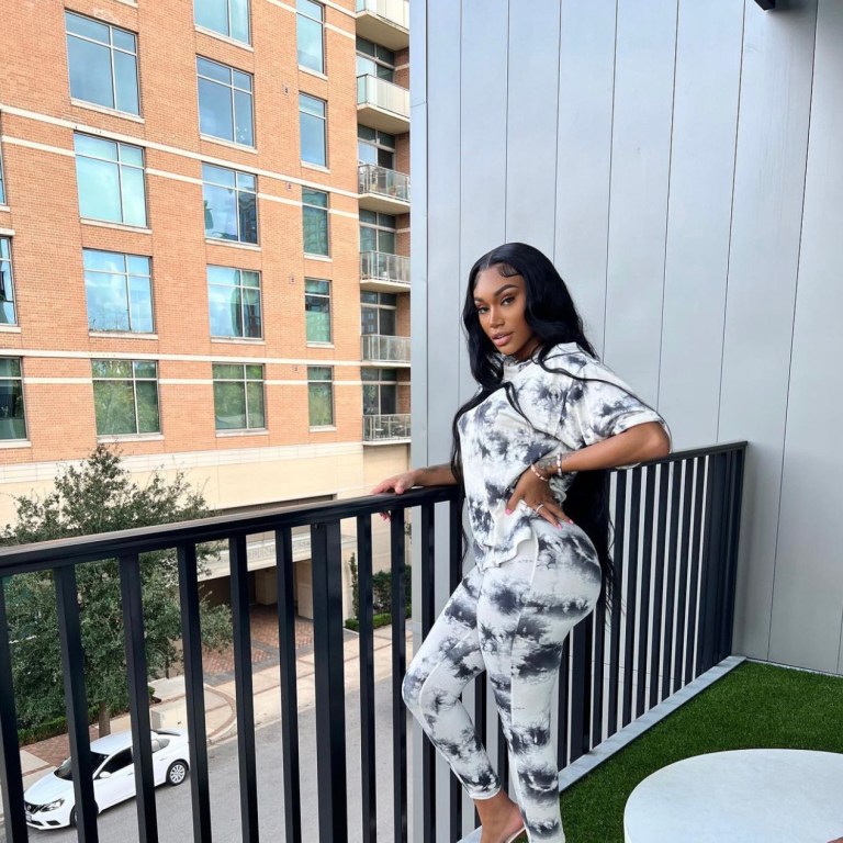 Jania Meshell Spied in Fashion Nova White Tie-Dye T-Shirt and Leggings Set