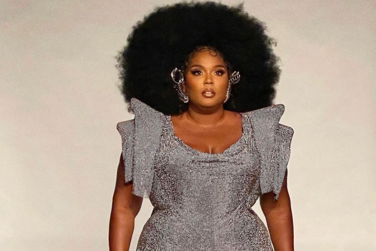 Lizzo Appears on ‘RuPaul’s Drag Race’ Season 14 Premiere Wearing Custom Michael Brambila Silver Chainmail Mini Dress