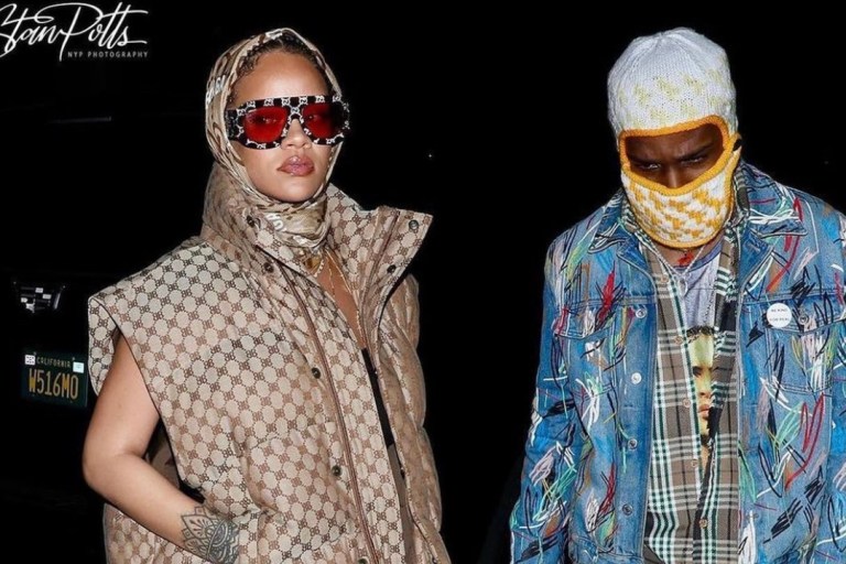 Rihanna Grabs Dinner at Giorgio Baldi for Date Night With A$AP Rocky, Wearing Gucci x Balenciaga Monogram Look