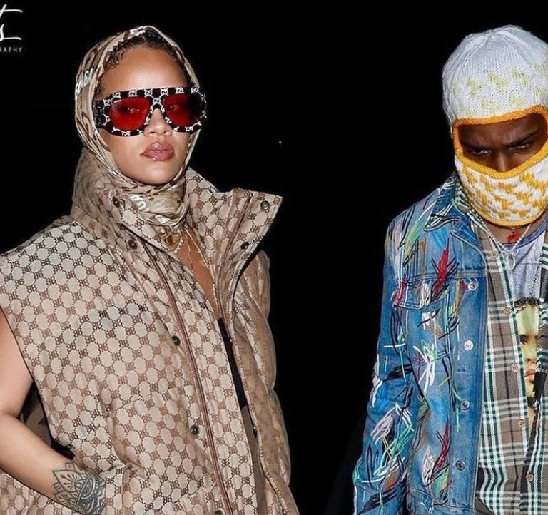 Rihanna Grabs Dinner at Giorgio Baldi for Date Night With A$AP Rocky, Wearing Gucci x Balenciaga Monogram Look