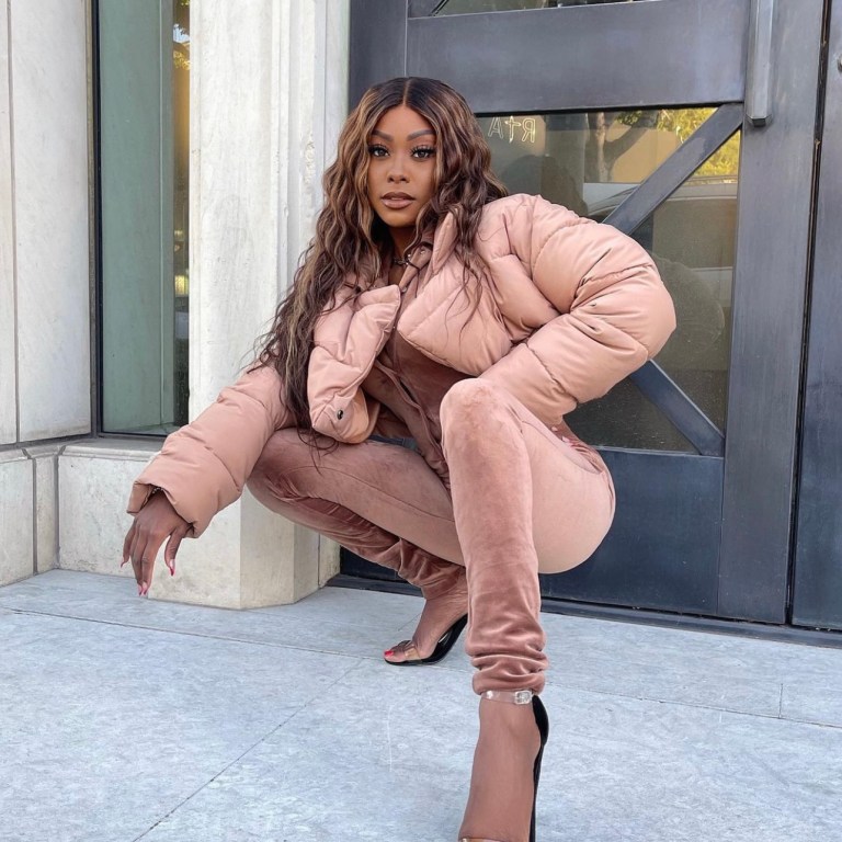 Yahné Coleman Rocks Brown Velvet Jumpsuit From Fashion Nova