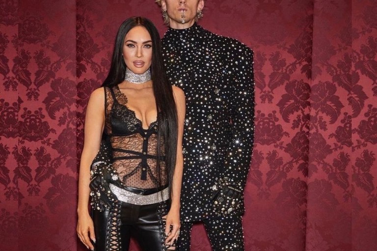 Megan Fox and Machine Gun Kelly Stun in Custom Black Embellished Dolce & Gabbana Looks at Brand’s Menswear Show