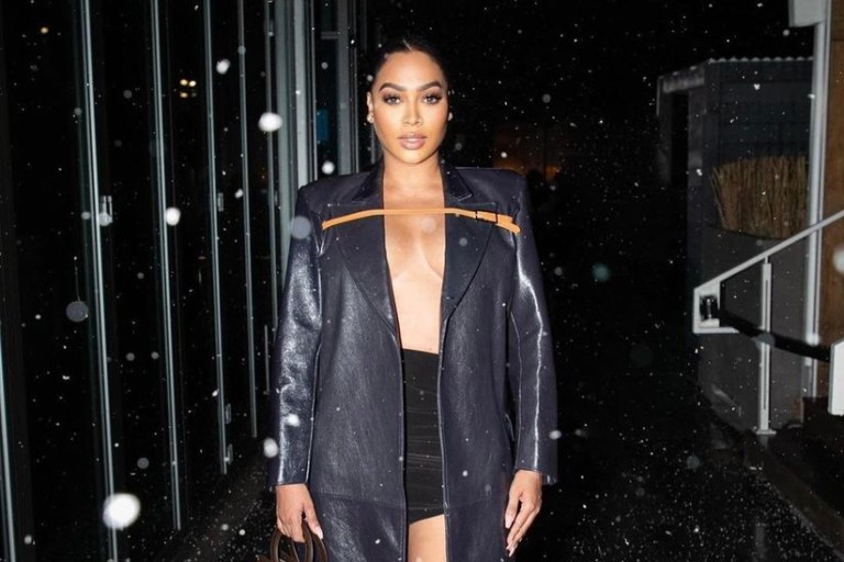 Lala Anthony Appears at the Powerbook IV Force Premiere Wearing an Iconic Luar Black and Brown Buckled SS22 Look