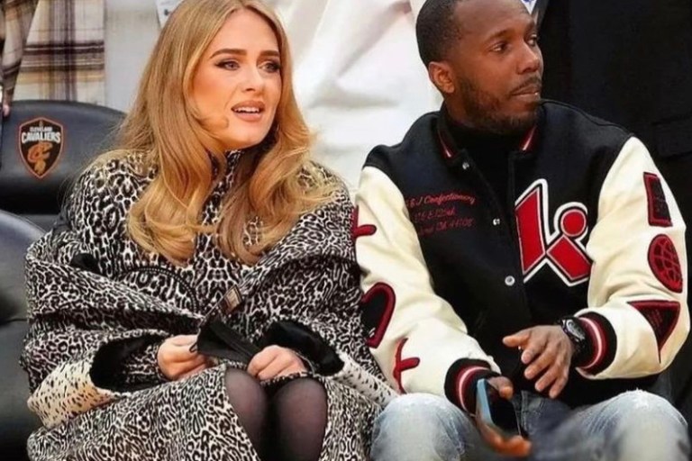 Adele Attends All Star Weekend with Rich Paul in a $14,700 Maison Alaïa Leopard Calf Hair Coat And Matching Dress