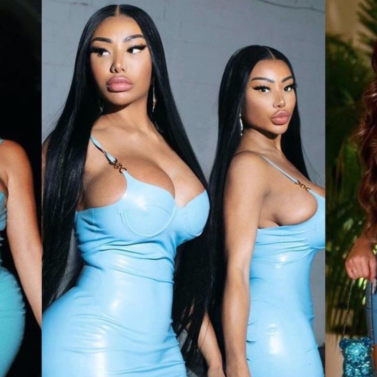 Latto, Lakeyah, and Clermont Twins Attend Yung Miami’s Party Wearing The Same $2,235 Blue Versace Latex Dress