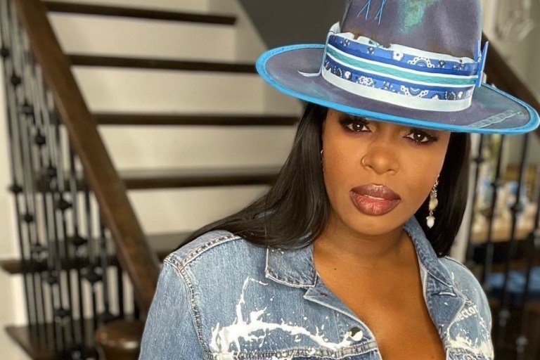 Tarhonda Jay Stuns in BeautyLifeFun Shop High End Junkie Paint Splattered Jacket and Rayar Jeans