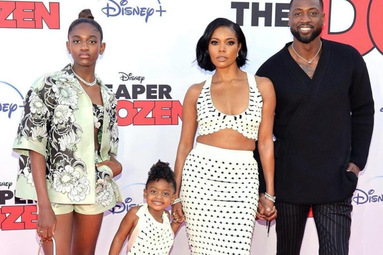 Gabrielle Union and Kaavia James wear Matching Altuzarra White and Black Looks to the Cheaper by the Dozen Premiere; Zaya Wade Wears Valentino, Dwyane Wade Rocks Dunhill