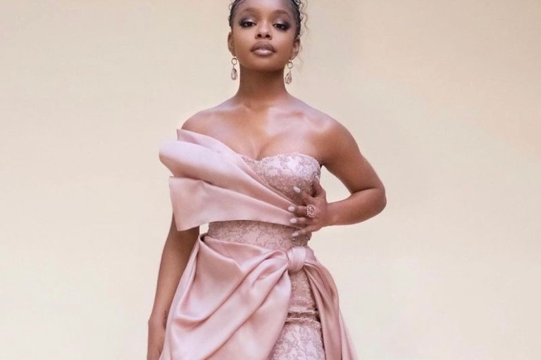 Marsai Martin Attends the 53rd NAACP Image Awards In a Custom Blush Pink Dolce & Gabbana Dress