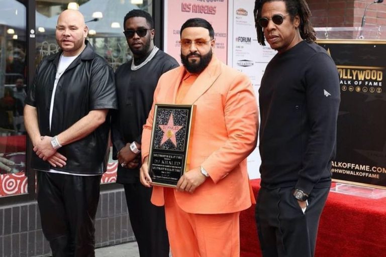 DJ Khaled Accepts His Star on the Hollywood Walk of Fame Wearing Peach Dolce & Gabbana Suit, Patek Philippe Watch, and Orange We the Best x Jordan Sneakers