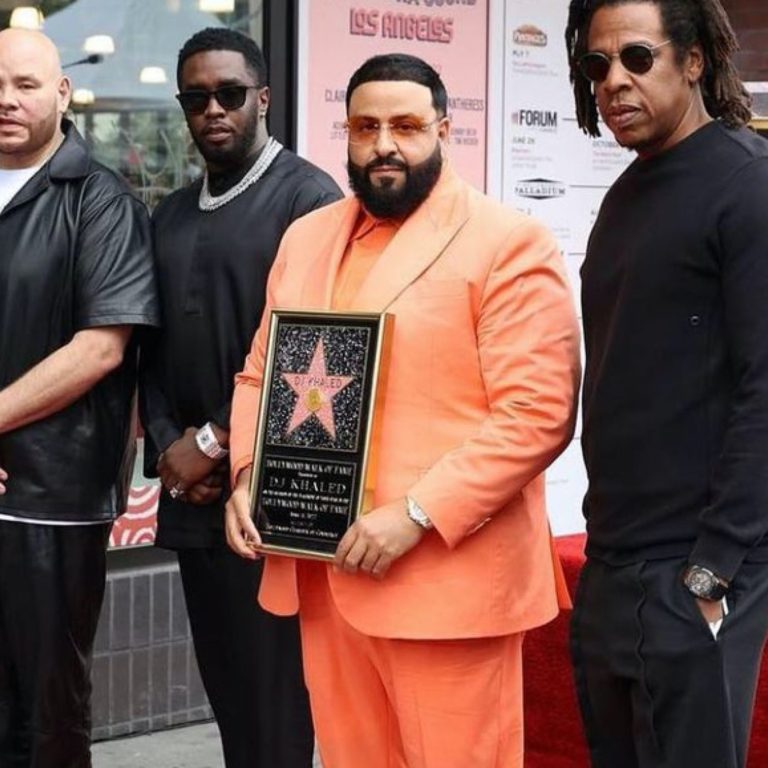 DJ Khaled Accepts His Star on the Hollywood Walk of Fame Wearing Peach Dolce & Gabbana Suit, Patek Philippe Watch, and Orange We the Best x Jordan Sneakers