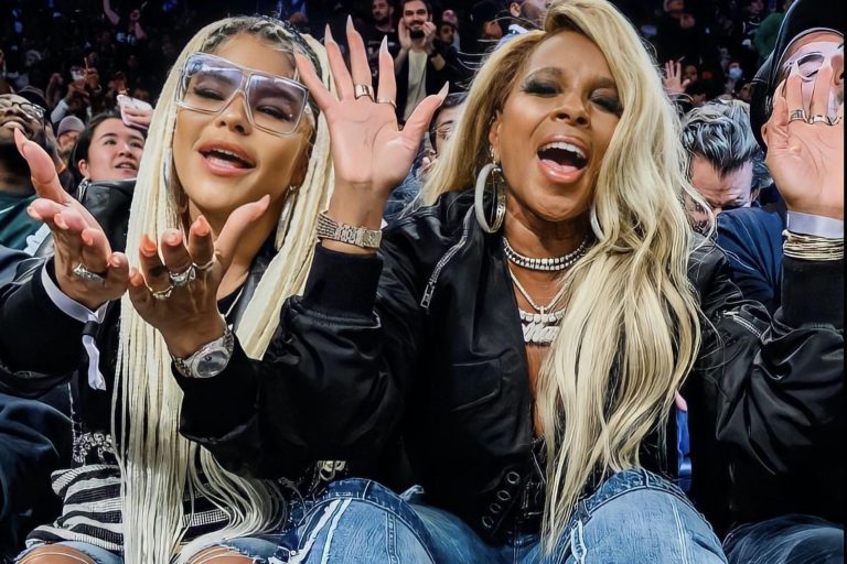 Mary J Blige and Misa Hylton Kick it Courtside at Brooklyn Nets Game, with Misa in Shop Akira, and Mary in Mcqueen and Dolce & Gabbana