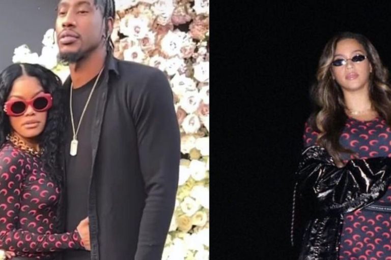 Who Wore it Better? Beyonce vs Teyana Taylor in Marine Serre’s Blue and Red Moon Printed Top and Pants Set