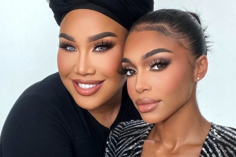 Lori Harvey Does Makeup with Patrick Starr Wearing a Silver & Black Alexandre Vauthier Zebra Dress