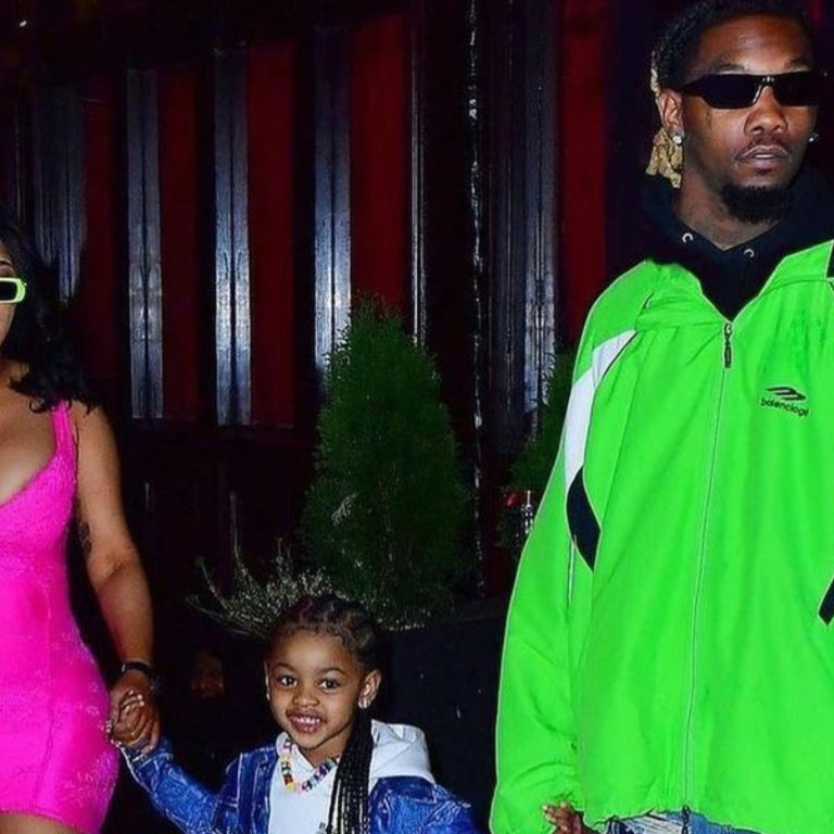Cardi B, Offset, and Kulture Step Out in Neon Pink and Green Balenciaga Looks