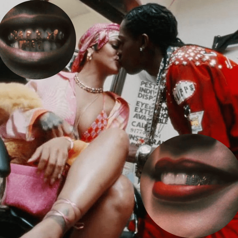 A$AP Rocky Proposes to Rihanna in the New Music Video for D.M.B, Wearing Custom Grills, a Custom Rihanna Ring, a Phipps Jersey and More