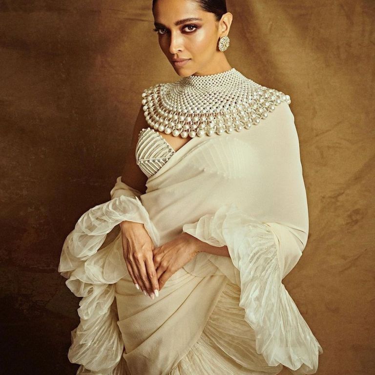 Deepika Padukone Was the Epitome of Opulence in a Custom Saree by Abu Jani Sandeep Khosla on the Cannes Red Carpet