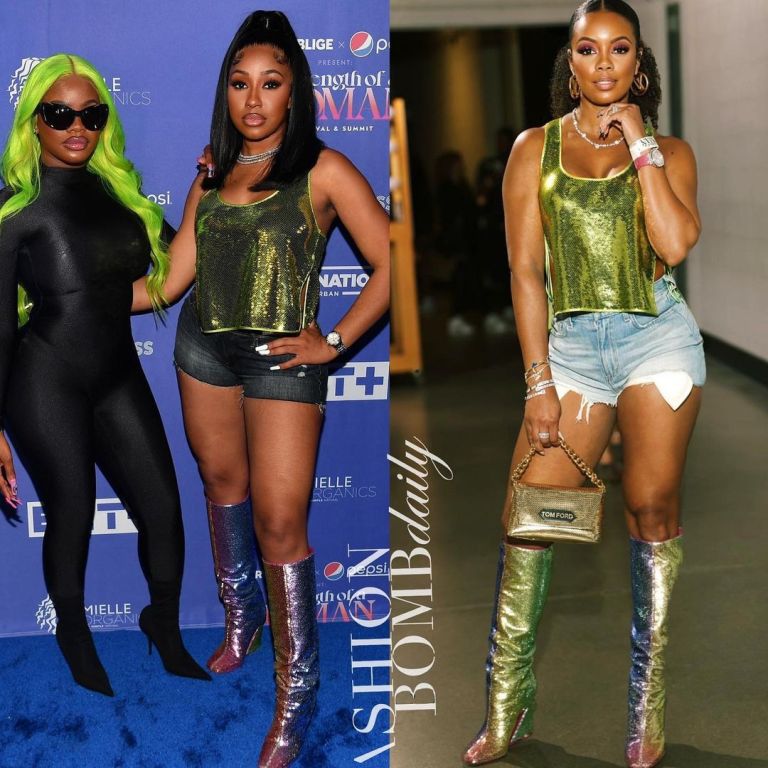 Who Wore it Better? Yung Miami vs. Monique Rodriguez in Tom Ford’s Silk Trimmed Sequins Tank and Dolce & Gabbana Rainbow Sequinned Boots
