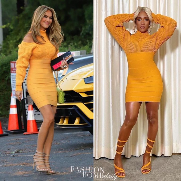 Who Wore it Better? Selling Sunset’s Chrishell Stause vs. Tiffany Haddish in Hervé Léger Cold-Shoulder Ribbed-Paneled Bandage Mini Dress