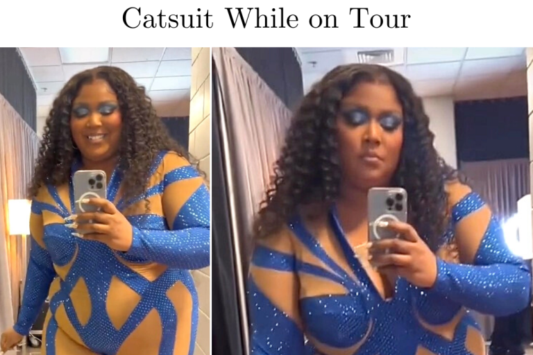 Lizzo Performed in Miami wearing a Sparkly Blue Custom A-Morir x Yitty Catsuit While on Tour