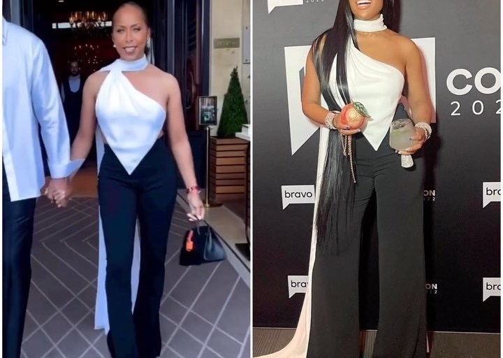 Who Wore it Better? Marjorie Harvey vs. Marlo Hampton in Monot’s White Triangle Train Top