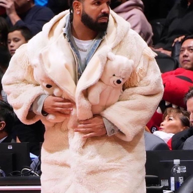 Drake Cozied Up Court-Side in a Jean-Charles de Castelbajac Teddy Coat
