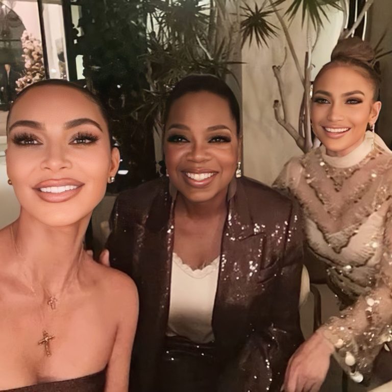 Oprah Celebrates Her Birthday and the 25th Anniversary of Anastasia Beverly Hills with Jennifer Lopez and Kim Kardashian Wearing a $10,000 Brunello Cucinelli Sequin Brown Blazer