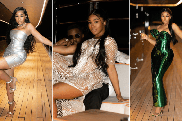 Yung Miami Wore a Silver Rick Owens, Sparkly Joy Cioci and an Green Valdrin Sahiti Dress for Diddy’s NYE Yacht Party