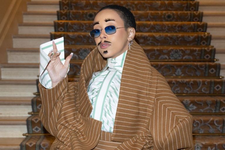 Style Details on Doja Cat’s Conceptual Couture Week Looks: From Her Red Swarovski-Covered Schiaparelli to her False Lash Moustache At Viktor & Rolf