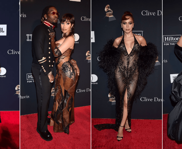 On the Scene at the Clive Davis Pre-Grammy Gala: Cardi B in Custom Roberto Cavalli, Yung Miami in Christian Siriano, Halle Bailey in Cucculelli Shaheen and More