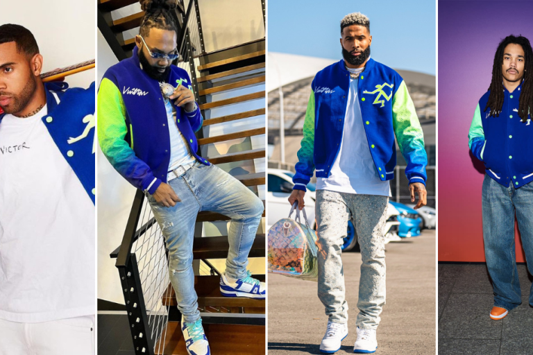 Celebs Love: Odell Beckham Jr., Luka Sabbat, Vic Mensa and Money Man All Wore Louis Vuitton’s Blue and Neon Green Gradient Varsity Bomber Jacket