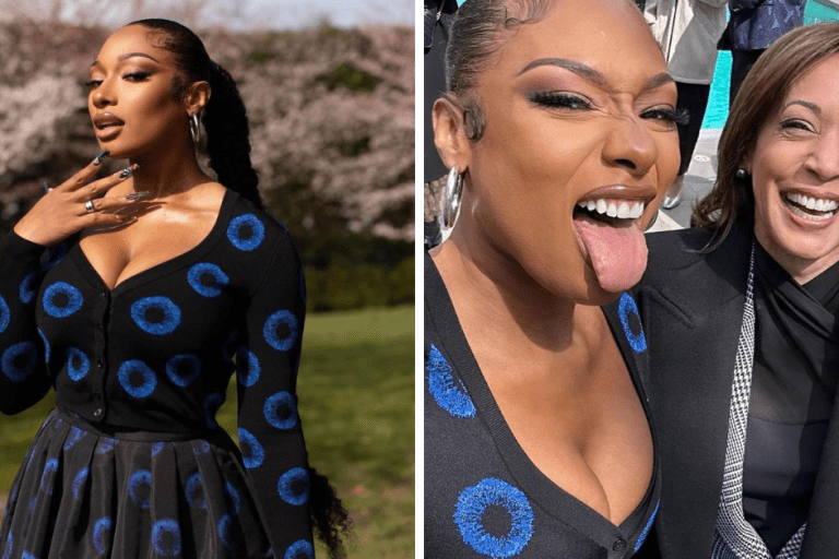 Megan Thee Stallion Attended the Women’s History Month Brunch in an Iris-Patterned Alexander McQueen Ensemble