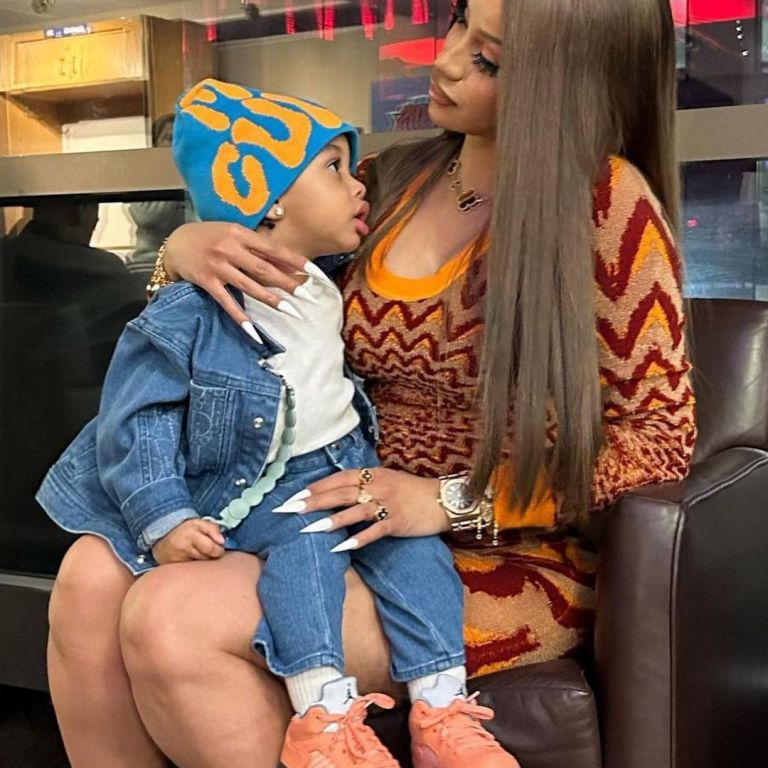 Cardi B Takes Son Wave to a SZA Concert in a  Marni Knit Mini Dress