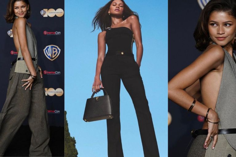 The New Face of Louis Vuitton Zendaya Stuns in a Backless LV Jumpsuit with Christian Louboutins at CinemaCon 2023