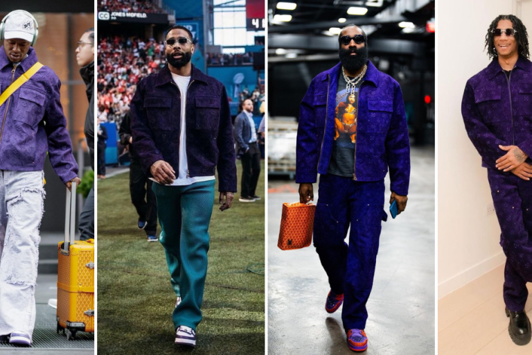 Celebs Love: Terry Rozier, Odell Beckham Jr., James Harden and Digga D Step Out In the Louis Vuitton Purple Embossed Workwear Jacket