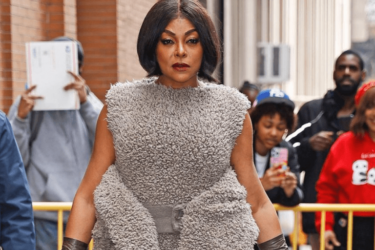 Taraji P. Henson Does Press In NYC Wearing a Furry Marc Jacobs Fall 2023 Runway Look