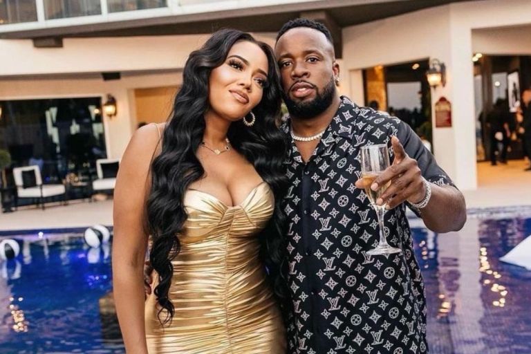 Fashion Bomb Couples: Angela Simmons Wore a Gold Alex Perry Dress and Alaia Heels While Celebrating Yo Gotti in a full Louis Vuitton Look