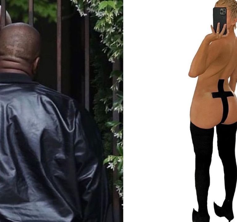 Kanye West and Wife Bianca Censori Both Spotted Rocking Cross Symbols in honor of their  Collaboration with Mowalola