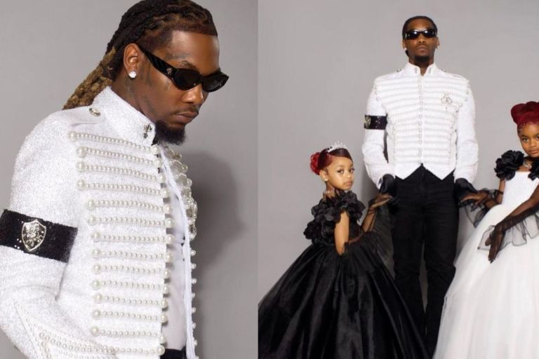 Offset Arrived to the Little Mermaid Premiere in Bryan Hearns with his Daughters Kulture Kiari and Kalea Marie in Isabella Couture.