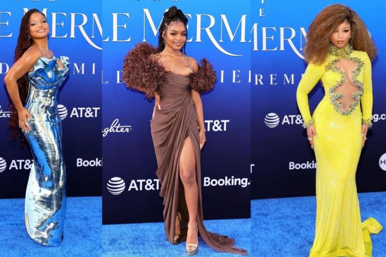 On the Scene at the Little Mermaid L.A Premiere: Halle Bailey in Valdrin Sahiti, Marsai Martin in Giambattista Valli, Chloe Bailey in Gert-Johan Coetzee and More