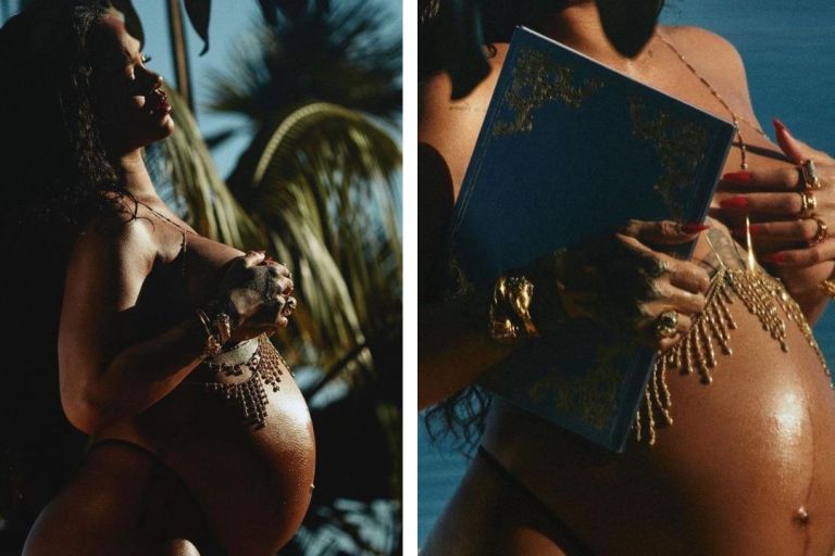 Rihanna Posed in Custom Jacquie Aiche Jewels During her First Maternity Photoshoot