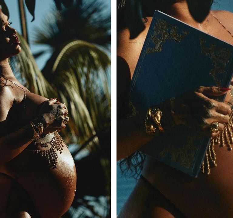 Rihanna Posed in Custom Jacquie Aiche Jewels During her First Maternity Photoshoot