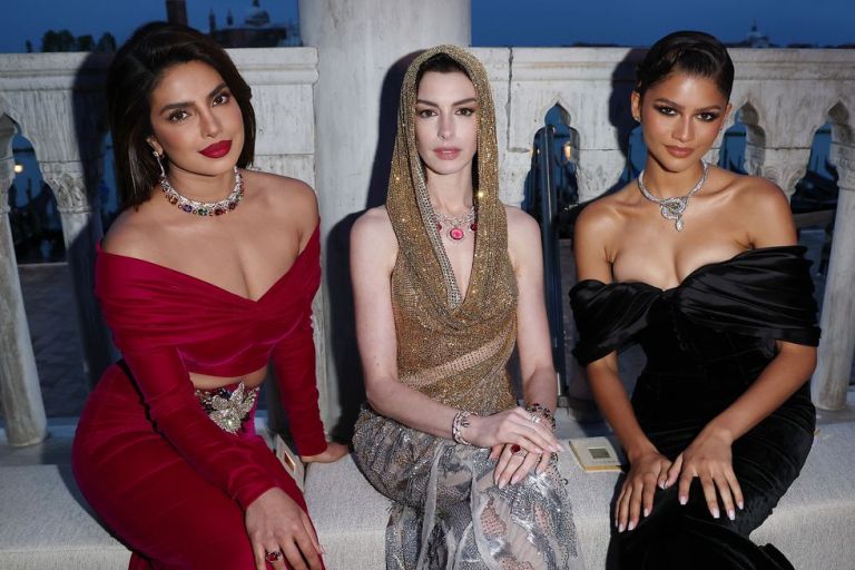 On the Scene at the Bulgari Event in Venice: Including Zendaya in Custom Richard Quinn, Anne Hathaway in Atelier Versace, Law Roach in Custom Dolce & Gabbana and More