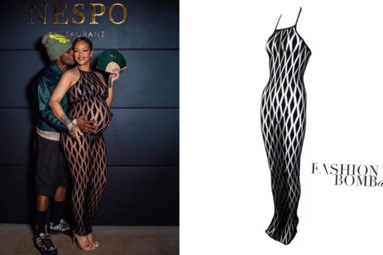 Fashion Bomb Couple: Rihanna Wore a Black Jean Paul Gaultier Mesh Dress While Dining with A$AP Rocky in Nice, France