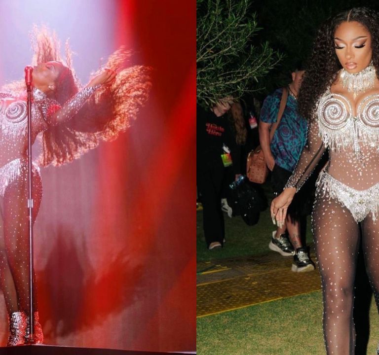 Megan Thee Stallion Performed at L.A. Pride in a Full Custom Diamond L.O.C.A Goddess Look Inspired by Grace Jones and Diana Ross