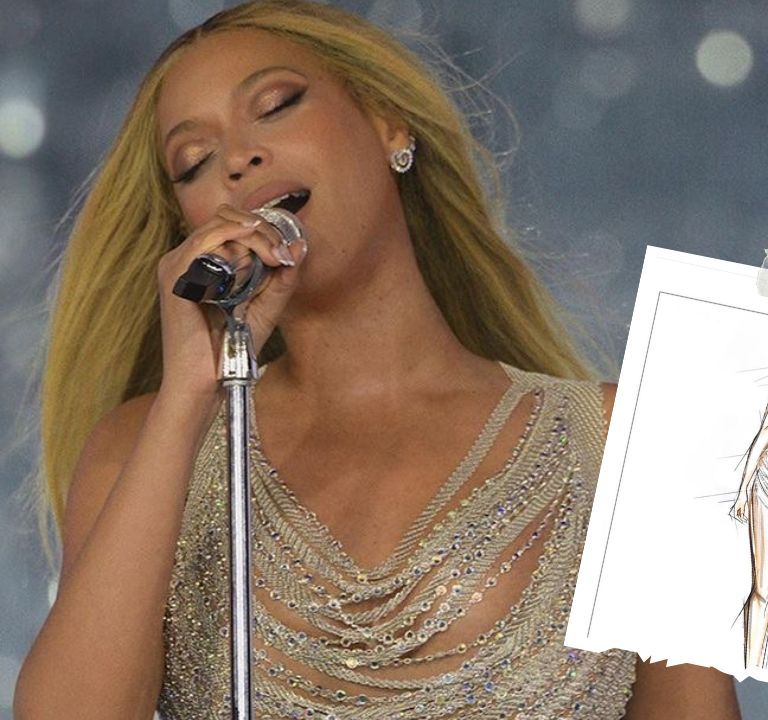 Queen Beyoncé wore a Silver Diamond and Crystal Embellished Tiffany & Co Mini Dress While Performing on her Renaissance Tour