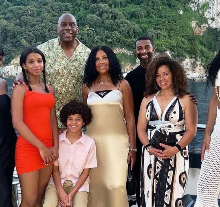Fashion Bomb Family: The Johnson Family Posed on their Luxury Yacht with Cookie Johnson in Prada , EJ Johnson in  Dior X Alaia, and Elisa Johnson in Hermes + More