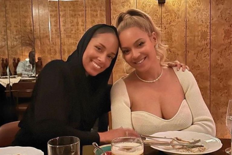 Fashion Bomb Friends: Beyonce Grabbed Dinner in New York City with Alicia Keys in a $1,160 Cream Khaite Knitted Top